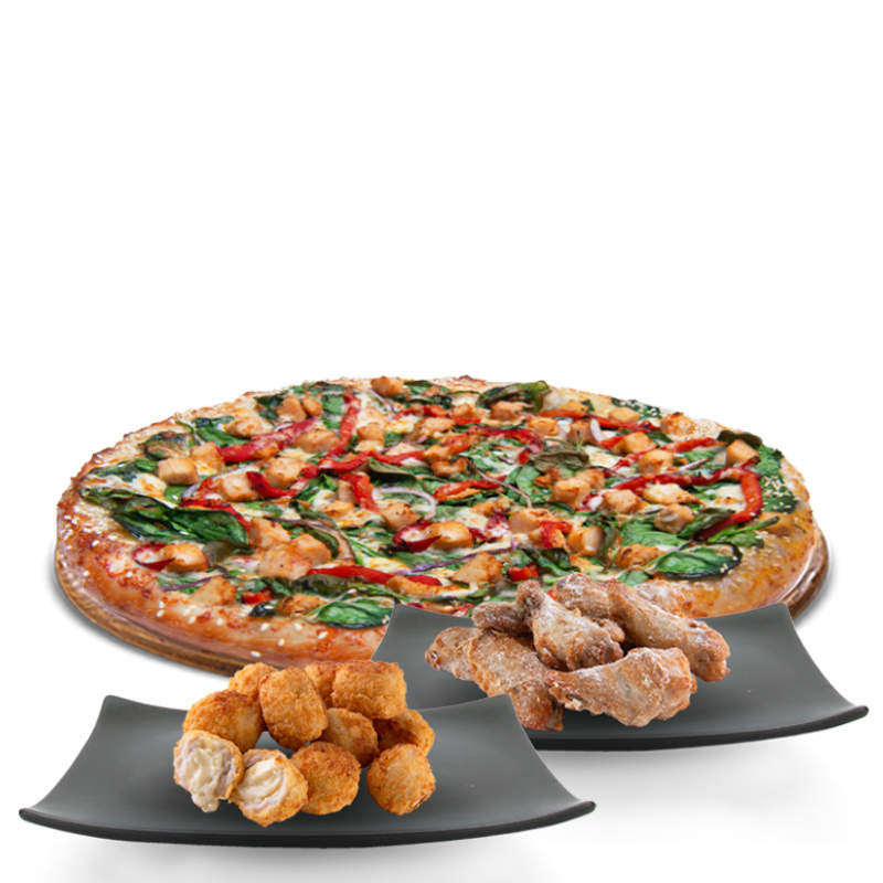July Special - Buy any Specialty Pizza, get wings or chicken bites for 25% off.